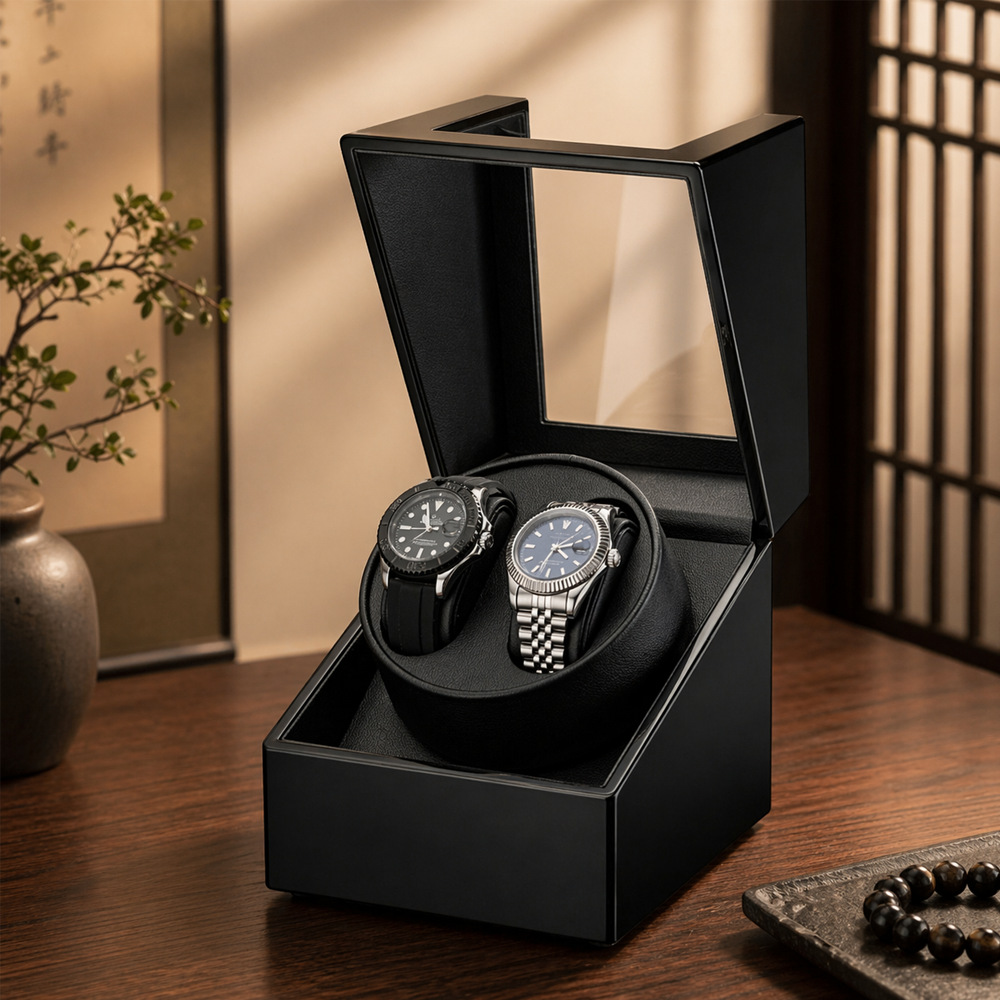 Luxury Watch Winder Box - Luxuoso Estojo Rotativo para 2 Relógios