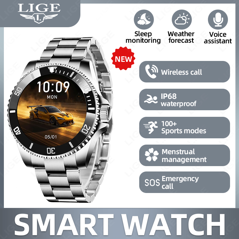 Luxury Watch On Wrist - Relógio inteligente masculino LIGE, relógio esportivo