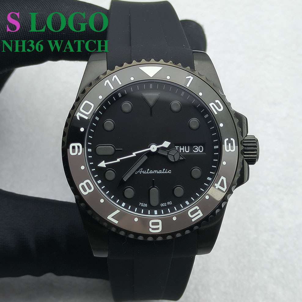Sapphire Crystal Display - 40mm nh36 relógio mecânico de aço