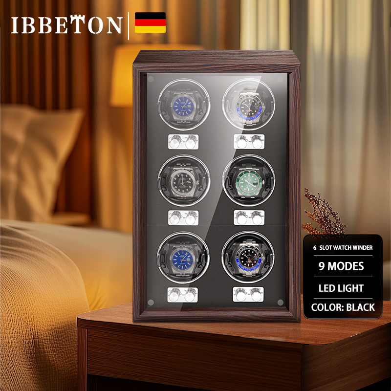 Luxury Watch Winder Box - IBBETON Luxo marca relógio de madeira