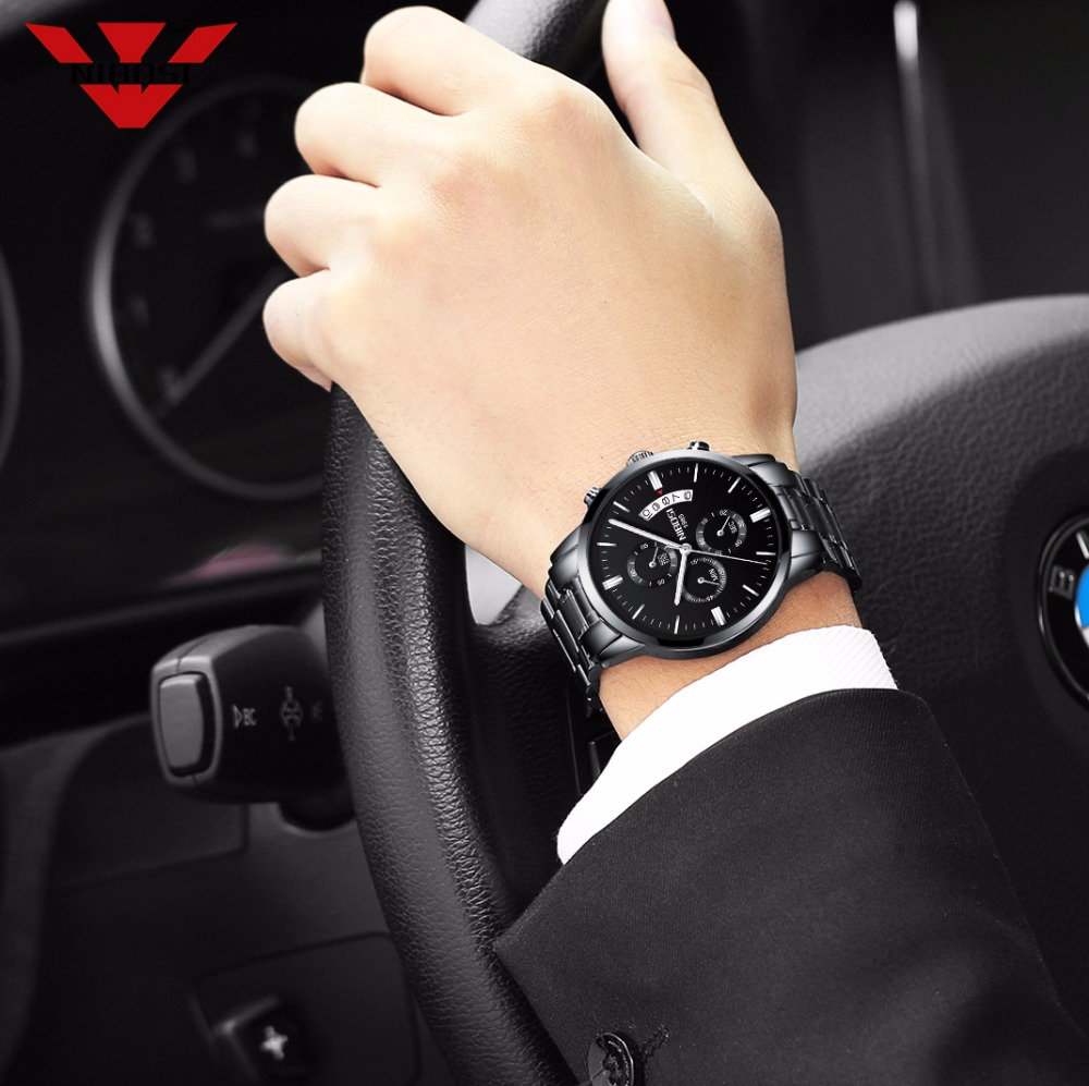 Nibosi aço inoxidável preto re - Luxury Watch Manufacturers avaliação e preço