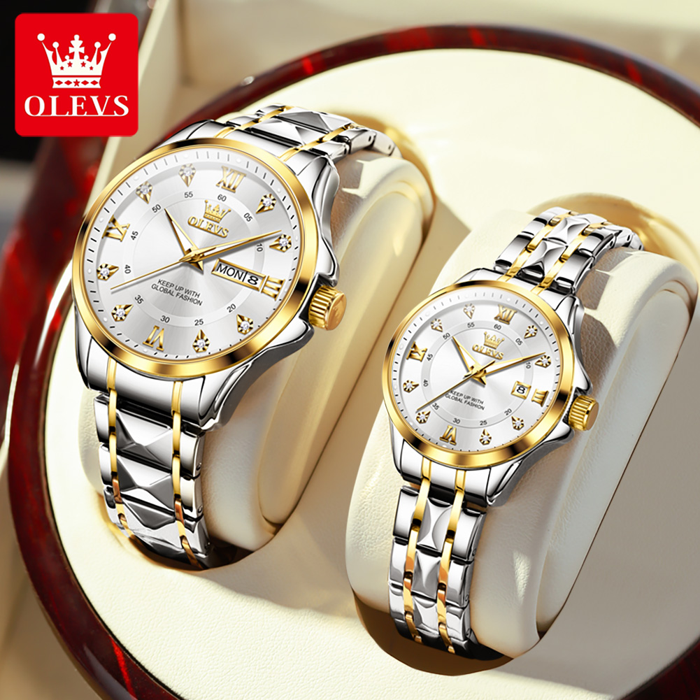 Olevs 2906 casal relógio origi - Best Luxury Quartz Watch avaliação e preço