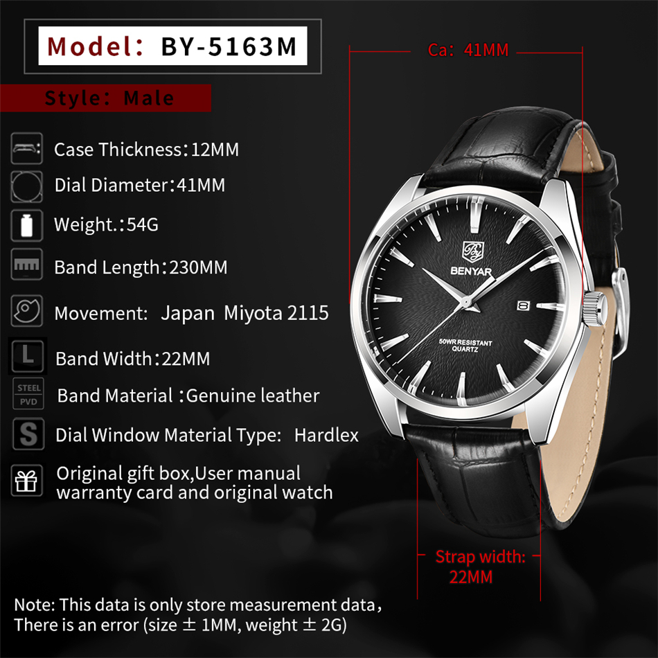 Benyar 5163 marca superior de  - Luxury Watch Manufacturers avaliação e preço