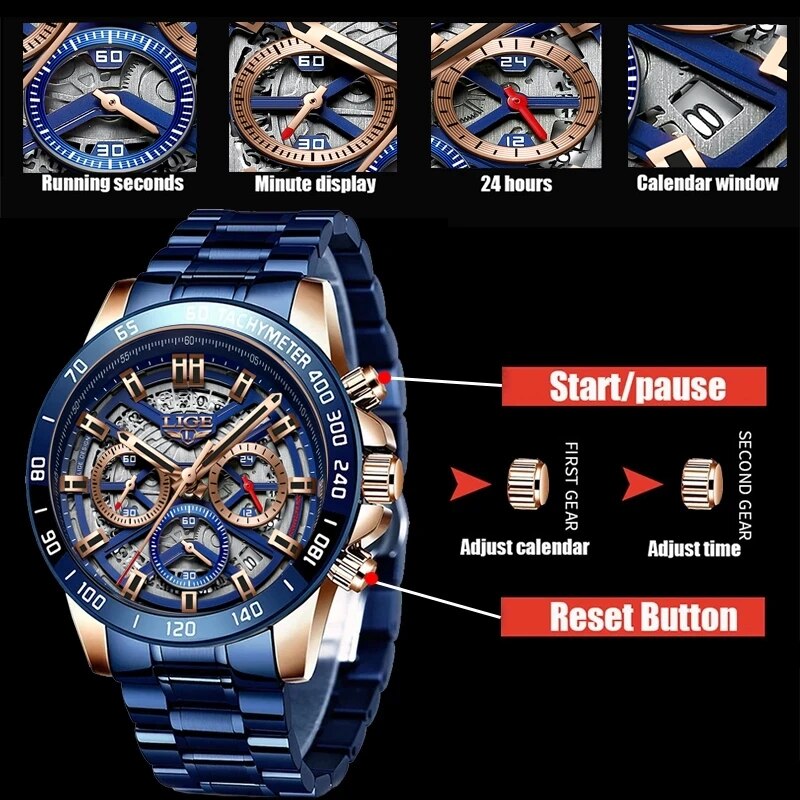 LIGE-Relógio de pulso de quart - Luxury Watch Manufacturers avaliação e preço